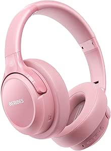 Bluetooth Wireless Headphones Over Ear,BERIBES 65H Playtime and 6 EQ Music Modes with Microphone, HiFi Stereo Foldable Lightweight Headset, Deep Bass for Home Office Cellphone PC Etc.(Pink)
