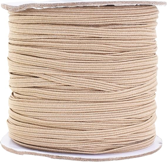 Mandala Crafts Cream Elastic Bands 1/8 Flat Elastic Cord Stretch Strap - 3mm 50 Yds Roll of Elastic Straps Braided Elastic Band - 1 8 Inch Elastics for Sewing and Elastic Crafting