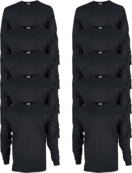 Gildan Unisex Adult Ultra Cotton Long Sleeve T-Shirt, Style G2400, Multipack