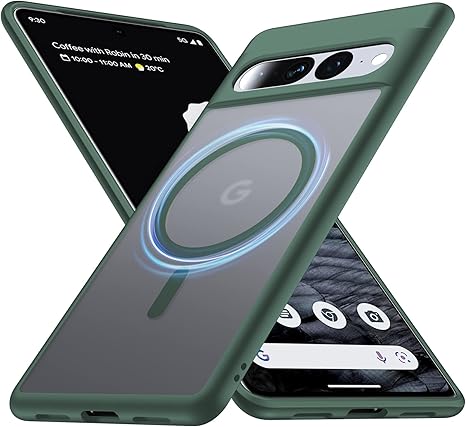 Magnetic for Google Pixel 7 Pro Case [Compatible with MagSafe][Anti-Fingerprint][Slim Fit][Military Shockproof] Translucent Matte Hard Back Pixel 7 Pro 5G Phone Cover 6.7”, Green