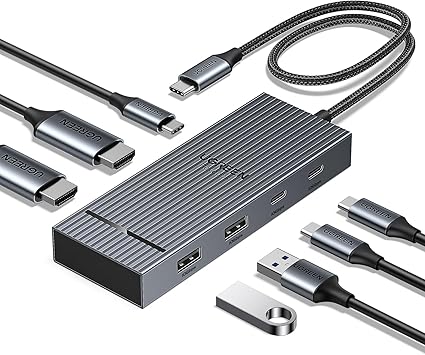 UGREEN Docking Station 10Gbps, Revodok Pro 207 USB C Hub (7-in-1), Dual 4K@60Hz HDMI Display, 10Gbps USB-A/C Data Ports, 100W PD, Aluminum Laptop Dock for HP, Thinkpad, Dell and More