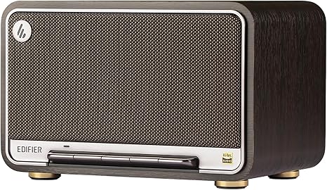 Edifier D32 Tabletop Wireless Speaker 60W RMS, Hi-Res Audio Bluetooth 5.3 Speaker Support LDAC, Portable Retro Wooden Speaker Compatible with AirPlay2, USB-C and AUX Inputs, 11 Hours Playtime, Black