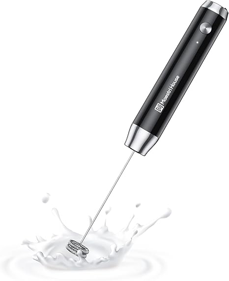 Maestri House Rechargeable Milk Frother, Handheld Electric Foam Maker Waterproof Detachable Stainless Steel Whisk Drink Mixer Foamer for Lattes, Cappuccino, No Stand