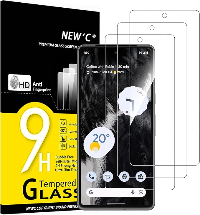 NEW'C 3 Pack Designed for Google Pixel 7 Screen Protector Tempered Glass,Case Friendly Anti Scratch, Bubble Free, Ultra Resistant