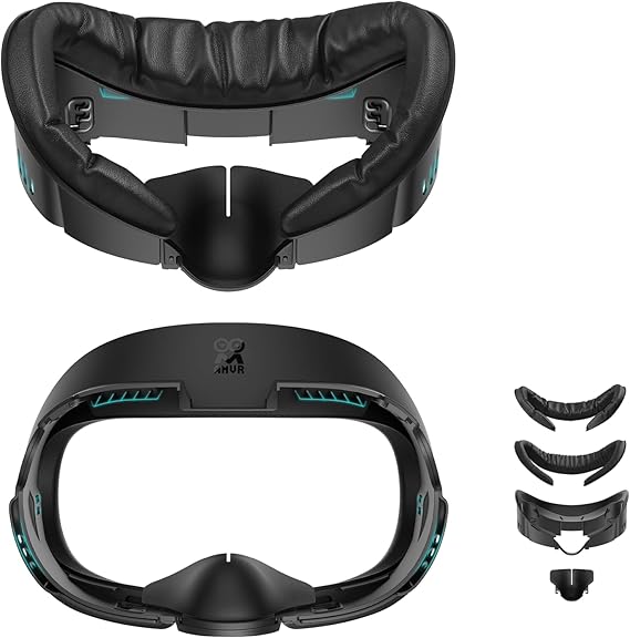 AMVR Face Cover Pad Facial Interface Compatible with Meta/Oculus Quest 3 Accessories, with Soft PU Face Cushion Pad Replacement and Breathable Ice Silk Cotton, NOT Compatible with Meta Quest 3S