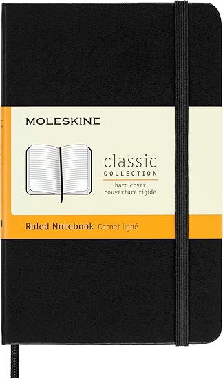 Moleskine Classic Notebook, Hard Cover, Pocket (3.5" x 5.5") Ruled/Lined, Black, 192 Pages