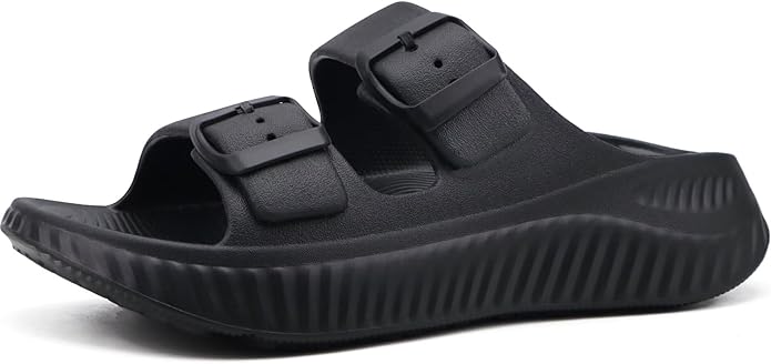 KuaiLu Womens Recovery Sandals With Comfortable Plantar Fasciitis Arch Support, Orthotic Adjustable Thick Cushion Sport Slides Reduces Stress on Feet, Joints & Back Post-Exercise
