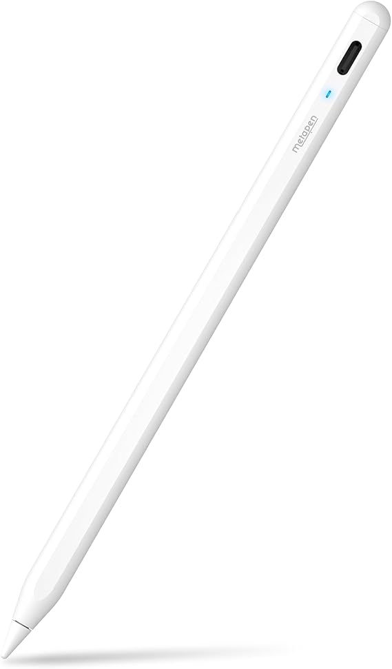 Metapen Pencil A8 for Apple iPad 2018-2025, (2X Faster Charge), Tilt Sensitivity, Pixel Precision, Stylus Pen for iPad 11/10/9/8/7/6th Gen, Pro 12.9/11/13-inch M4, Air 3/4/5/M2/M3, Mini 5/6th, White