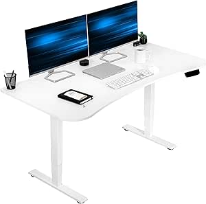 VIVO Electric 63 x 32 inch Standing Desk Workstation, Memory Controller Height Adjustment, 176 lb Frame Support, 2E Series, White Top White Frame, DESK-KIT-2E1W