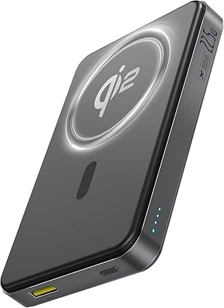 Baseus Qi2 Magsafe Powerbank 10000 mAh, Magnetic Power Bank Wireless, External Battery PD 22.5 W Quick Charge, External Battery for iPhone 16/15/14/13, Mini Powerbank USB-C, Small But Strong, Black