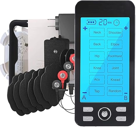 Tens Unit Machine Pulse Massager for Pain Relief, 24 Massage Modes, Rechargeable Muscle Stimulator Device with 10 Pads