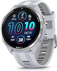 Garmin Forerunner® 965 Running Smartwatch, Colorful AMOLED Display, Training Metrics and Recovery Insights, Whitestone and Powder Gray