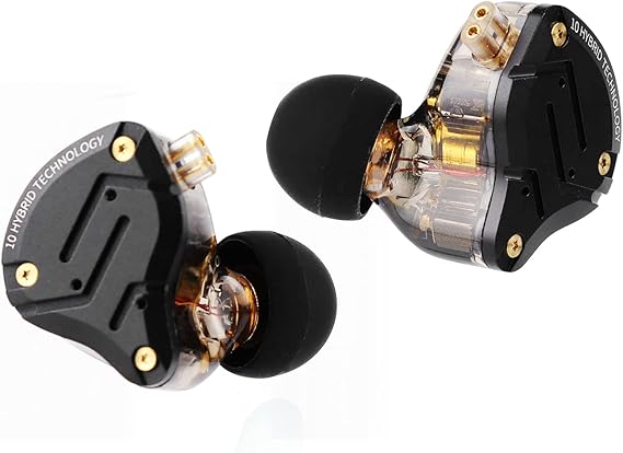 Linsoul KZ ZS10 Pro, 4BA 1DD 5 Driver in Ear Monitor, HiFi Wired Earbuds, Gaming Earbuds, Hybrid IEM Earphones with Stainless Steel Faceplate, Detachable Cable for Musician(Without Mic, Dark Black)
