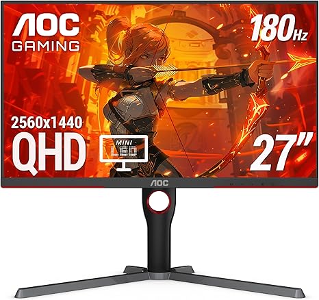 AOC Q27G3XMN Screen Size (inch) 27, Panel Resolution 2560x1440, Refresh Rate 180 Hz, Panel Type VA, HDMI HDMI 2.0 x 1, Display Port DisplayPort 1.4 x 1, Sync Technology (VRR) Adaptive Sync