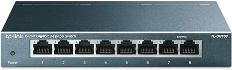 TP-Link TL-SG108 8 Port Gigabit Unmanaged Ethernet Network Switch, Ethernet Splitter Plug & Play Fanless Metal Design Shielded Ports Traffic Optimization