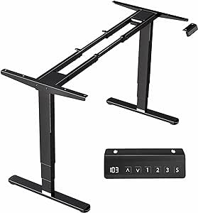 VIVO Electric Dual Motor Stand Up Desk Frame for 40 to 85 inch Table Tops, Frame Only, 3 Stage Height Adjustable DIY Workstation with Memory Controller, Black, DESK-V103E