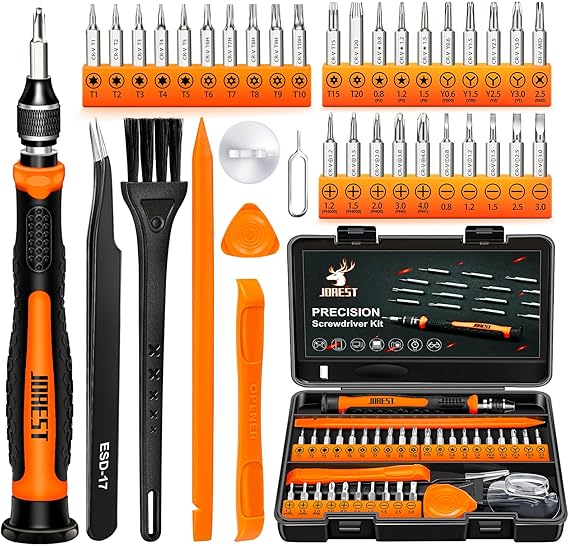 JOREST 38Pcs Small Precision Screwdriver Set with Torx T5, T6, Y00, Mini Repair Tool Kit for Macbook, Computer, Laptop, iPhone, PS4 PS5, Xbox, Switch, Eyeglasses, Watch, Ring Doorbell, Electronic, etc