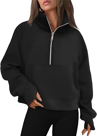AUTOMET Womens Sweatshirts Half Zip Cropped Pullover Fleece Quarter Zipper Hoodies 2025 Fall Fashion Outfits Clothes