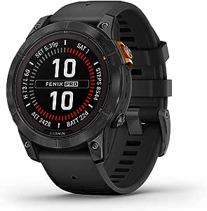 Garmin fēnix 7 Pro Solar, Multisport GPS Smartwatch, Built-in Flashlight, Solar Charging Capability, Black