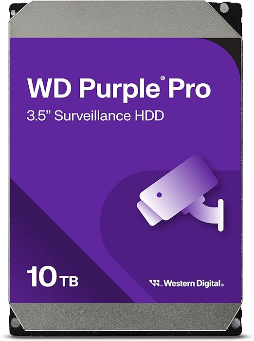 Western Digital 10TB WD Purple Pro Surveillance Internal Hard Drive HDD - SATA 6 Gb/s, 256 MB Cache, 3.5" - WD101PURP