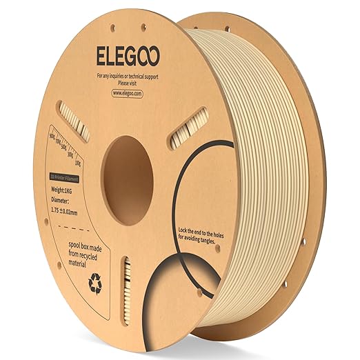 ELEGOO PLA Filament 1.75mm Beige 1KG, 3D Printer Filament Dimensional Accuracy  /- 0.02mm, 1kg Cardboard Spool(2.2lbs) 3D Printing Filament Fits for Most FDM 3D Printers