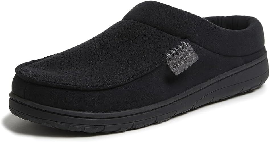 Dearfoams Mens Indoor/Outdoor Breathable Memory Foam Brendan Clog House Shoe Slipper with Wide Widths