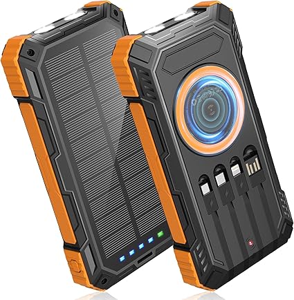 Power Bank Solar Charger,49800mAh Wireless Portable Charger with 4 Built-in Cables,22.5W Fast Charging Battery Pack USB-C in/Output PD QC3.0 Portable Power Bank for All Cell Phones