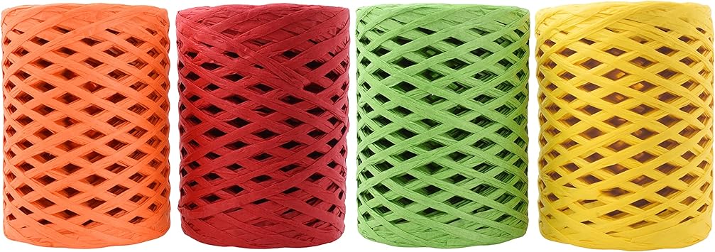 Mandala Crafts Vivid Raffia Ribbon for Gift Wrapping Ribbon - Natural Ribbon Raffia Paper Ribbons for Crafts - 100 Yds Natural Raffia String Raffia Straw Ribbon for Decoration