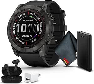 Garmin Fenix 7X Pro Sapphire Solar Edition 51 MM GPS Smartwatch Built-in Flashlight and Power Sapphire Solar Charging Lens and Advanced Training Features with Carbon Gray DLC Titanium and Black Band
