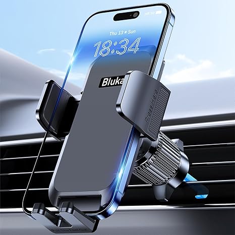 Car Phone Holder Mount, Super Stable Air Vent Cell Phone Car Mount with 2025 Metal Hook Clip, 360° Rotation,One Button Release for iPhone, Samsung, Google, and All Other Smartphones
