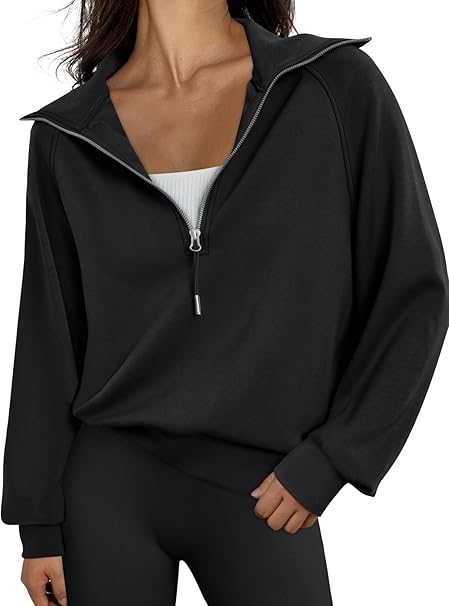 Trendy Queen Womens Oversized Sweatshirts Half Zip Pullover Long Sleeve Quarter Zip Hoodies Teen Girls Fall Y2K Clothes