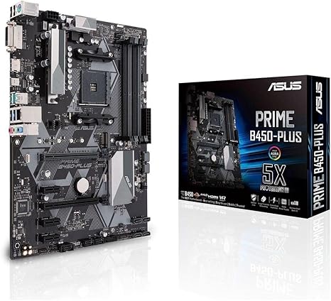 Asus Prime B450-Plus Motherboard Socket AM4 (ATX, AMD AM4, DDR4 Memory, Native M.2, USB 3.1 Gen 2)