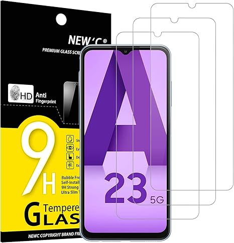 NEW'C 3 Pack Designed for Samsung Galaxy A23 4G, Samsung Galaxy A23 5G Screen Protector Tempered Glass, Case Friendly Anti Scratch Bubble Free Ultra Resistant