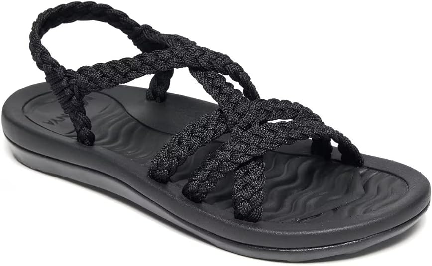 MEGNYA Women's Comfortable Walking Sandals with Arch Support, Athletic Hiking Sandals with Handmade Straps, Outdoor Soft Water Sandals for Beach Poolside Travel Camping