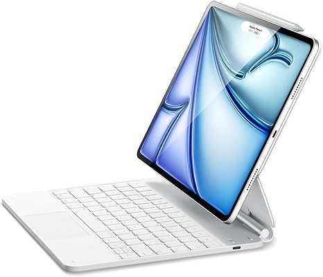 ESR iPad Air 13 Inch Case Keyboard (M3/M2, 2025/2024) &iPad Pro 12.9 inch (3/4/5/6th Gen) Magic Keyboard, Easy-Set Floating Cantilever Stand, Precision Multi-Touch Trackpad, Rebound Series, White