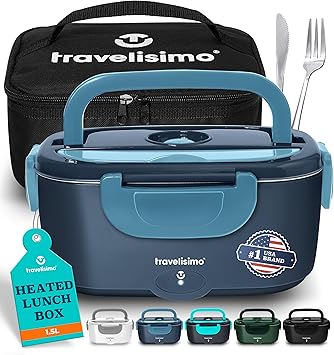 Electric Lunch Box for Adults, 80W Heated Lunch Box 1.5L Stainless Steel Heated Lunchbox For Adults, 12/24/110V Portable Food Warmer For Car Truck Work, Gifts For Women, Gifts For Men