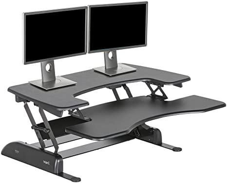 VariDesk Pro Plus 36 by Vari - Dual Monitor Standing Desk Converter - Home Office Desk Riser for Standing or Sitting - 11 Height Adjustable Desk Settings w/Spring Loaded Lift - Fully Assembled, Black